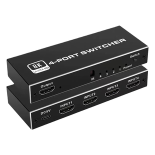 高清HDMI2.1切换器8K高清3/4/5进1出4K120HZ2K144HZ高刷显示器共享电脑PS5音视频集线器支持VRR和HDR杜比遥控