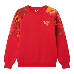 马年新春361男童加绒套头卫衣2025冬季新款保暖儿童圆领加厚卫衣