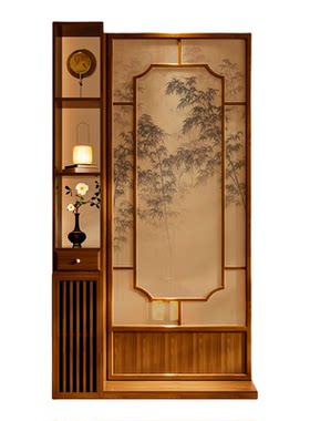 新中式实木座屏进门穿堂风化解