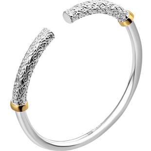 老银匠s999纯银手镯男士做旧金箍棒足银送男友情侣开口男款银镯子