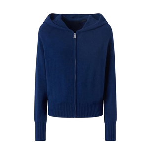 许我耀眼赵露思许妍同款蓝色针织衫连帽卫衣女休闲短款开衫外套春