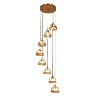 美式黄铜复式楼梯吊灯长吊灯简约欧式楼梯灯 别墅楼梯间loft公寓