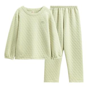 芬腾女士睡衣秋季空气棉夹层纯棉长袖新款休闲大码冬天家居服套装