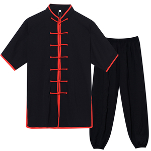 太极服中短袖春夏棉加丝男女晨练中老年武术表演太极拳服装练功服