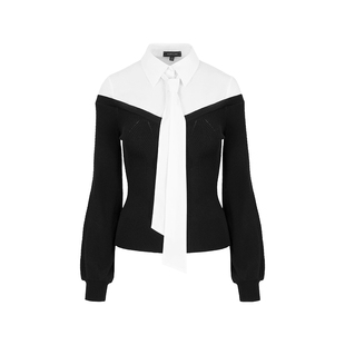 MARYLING玛俪琳初春新品黑白撞色的针梭配上衣A1EAW20060