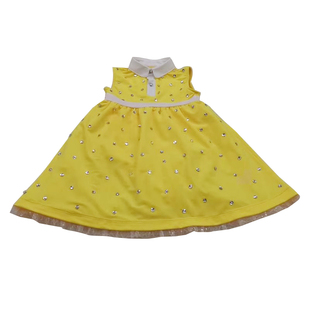 福诺花样滑冰服溜冰服表演服定制儿童成人女童比赛裙子黄色波点