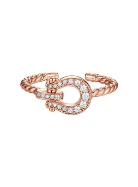 abyb玫瑰金满钻开口戒指送女友