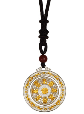 吴越老银铺足银999宝吉罗盘吊坠