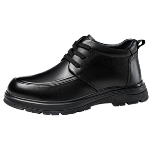 奥康 男鞋冬季新款真皮休闲德比鞋高帮加绒保暖舒适百搭爸爸棉鞋