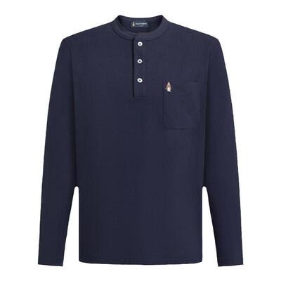 暇步士亲肤弹力亨利领长袖T恤