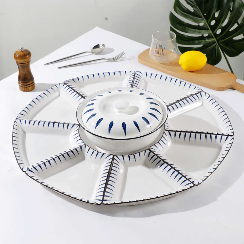 2023新款家用火锅团圆饭套装陶瓷碗碟盘配菜过年盘子组合餐具拼盘