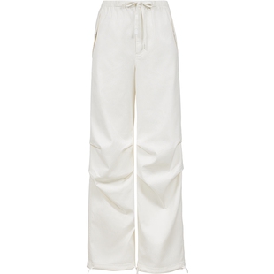 ONLY2026春季新款天丝纯色可调节松紧腰头宽松工装阔腿裤休闲裤女