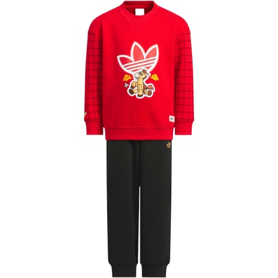 adidas阿迪达斯三叶草新年款儿童运动休闲长袖套装KG3338