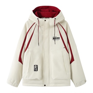 外套男生秋冬季新款加绒加厚大学生连帽夹克男装青少年宽松冲锋衣