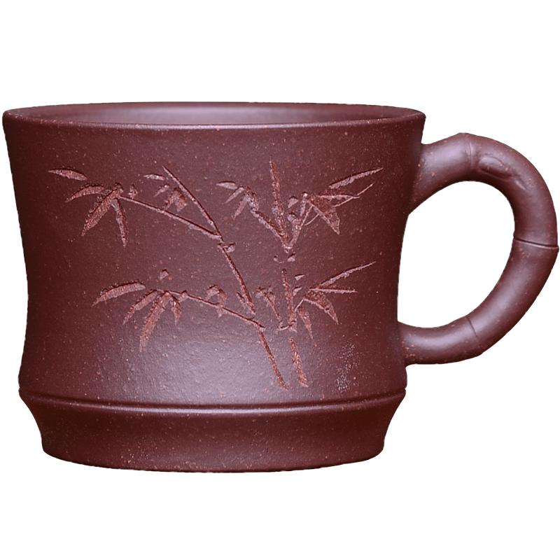 宏中 宜兴紫砂杯 纯手工主人单杯 茶杯手柄杯 功夫茶具 品茗小杯