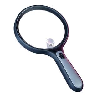 放大镜老人阅读高清高倍正品超大老年人专用扩大镜塑料柄大号老花眼鉴定专用带led灯便携式30手持100儿童1000