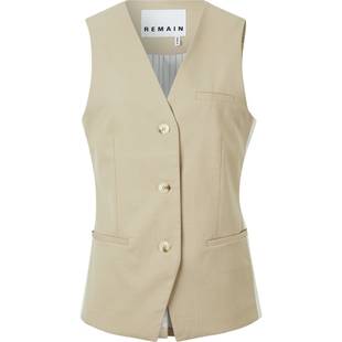【折扣】REMAIN Birger Christensen女士拼色混纺斜纹布马甲