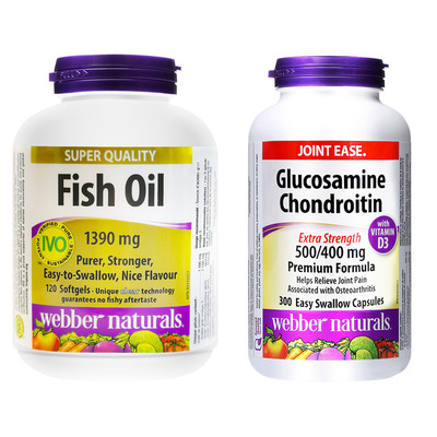 webber伟博天然加拿大精粹4倍高纯鱼油120粒+双倍D3硫酸氨糖300粒
