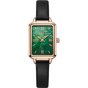 聚利时手表女款官方旗舰店女生高级手表珍珠女士腕表小绿表1255