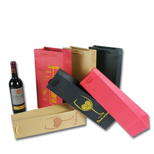 定制红酒手提袋红酒包装袋红酒纸袋单双支红酒礼品袋订做奔富酒袋