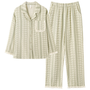 春秋季女士睡衣云朵棉长袖开衫套装高级感2026新款宽松休闲家居服