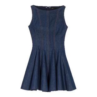 季末6折Maje2025秋冬新款女装法式气质A字无袖短款收腰牛仔溜冰裙