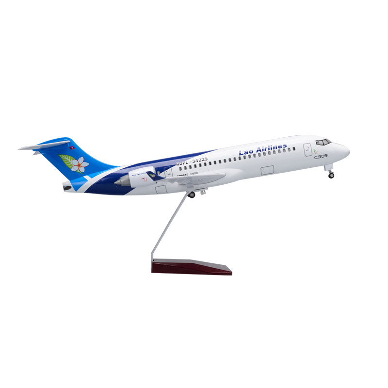 带灯仿真47cm老挝航空C909客机飞机模型拼装摆件礼物Lao Airlines
