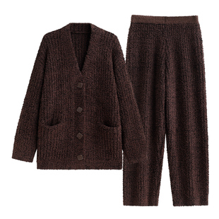 悦内半边绒睡衣女款秋冬季冬款珊瑚绒加绒加厚家居服高级感美拉德