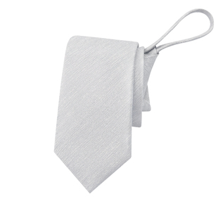 浅灰色免打结窄款学院风领带男正装时尚休闲高档拉链式懒人礼盒装