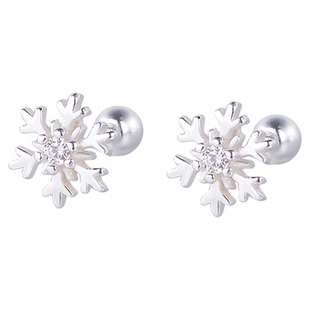 通体S999足银纯银小清新雪花螺丝拧耳钉养耳洞女款设计感高级轻奢