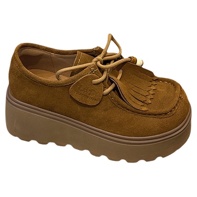 系带串珠休闲深口单鞋增高显脚小