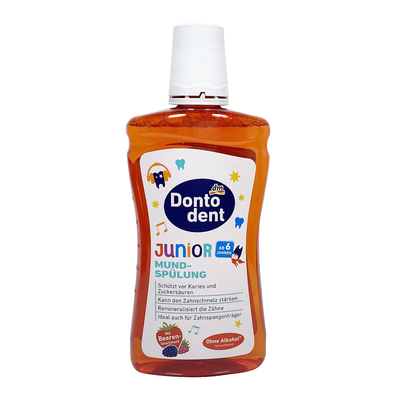 德国含氟儿童漱口水6到12岁换牙期专用不辣口水果味奥拉氟防蛀牙