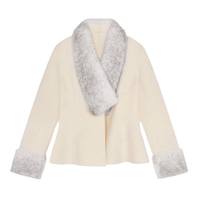 邱莹莹 HELA AOMI “南洋千金”绵羊毛91.8%+山羊绒水貂毛皮大衣