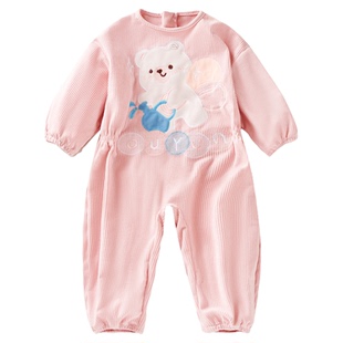 欧孕婴儿爬爬服男女宝宝新款户外外出防脏爬行服儿童吃饭连体罩衣