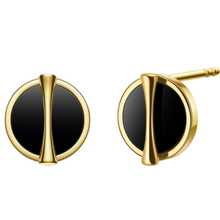 节日礼物YIN隐 黄金比耳钉 18K金耳钉黑玛瑙奢侈品珠宝耳饰礼物