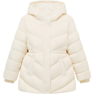 【三防鹅绒服】英氏女童羽绒服冬季儿童中长款中大童保暖连帽外套