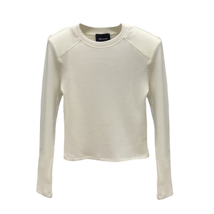 螺纹打底衫女春秋新款内搭针织衫直角肩t恤显瘦紧身垫肩上衣短款