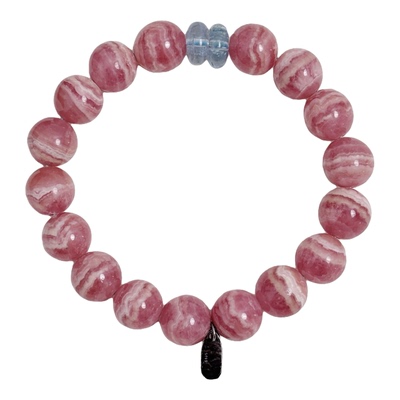 招桃花红纹石蓝托帕手串原创设计