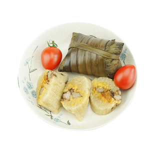 江门恩平编织咸肉蛋黄粽子肉粽广东绿豆咸蛋黄粽子手工新鲜肉粽子