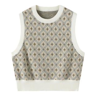 DTLANDO商场同款复古学院风秋季马甲女柔软舒适拼色针织背心衫