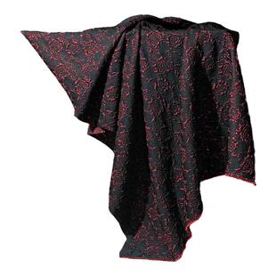 红色大玫瑰肌理浮雕提花布料 复古国风旗袍连衣裙服装设计师面料