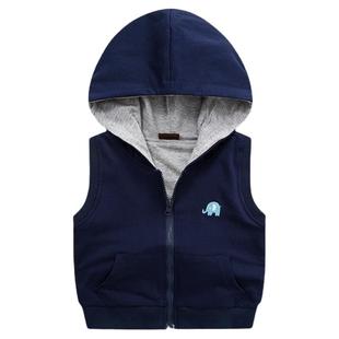 儿童双层纯棉连帽马甲男女童宝宝春秋季夹层纯色保暖背心休闲坎肩