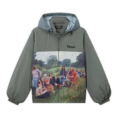 UNDERCOVER 25新款男士照片图案装饰拉链连帽夹克银泰百货 301574