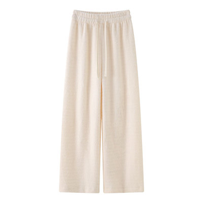 软糯垂坠感加绒秋宽松阔腿糯米裤