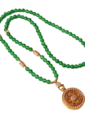 镀金绿玉髓吊坠挂链女款新中式美