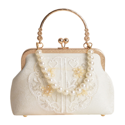 复古新中式绣花手提包