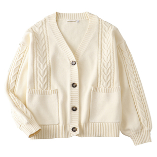 【LF原创开衫】宽松慵懒麻花针织衫日系百搭学院风JK制服软糯毛衣