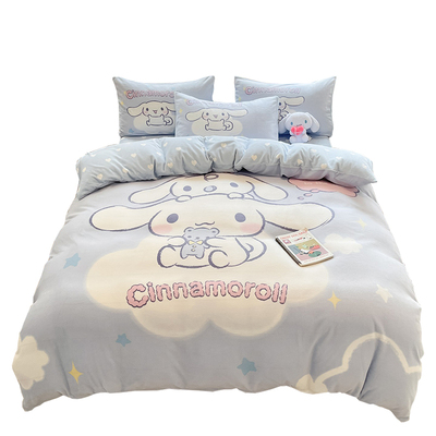 玉桂狗冬季加厚牛奶绒被套四件套