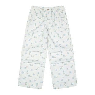 mostwanted 小花十字绣满印伞兵裤春秋宽松休闲抽绳阔腿长裤