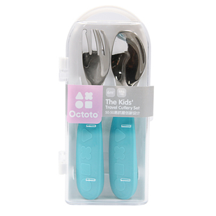Octoto奥克兔兔 儿童不锈钢叉勺辅食训练餐具宝宝学吃饭套装带盒